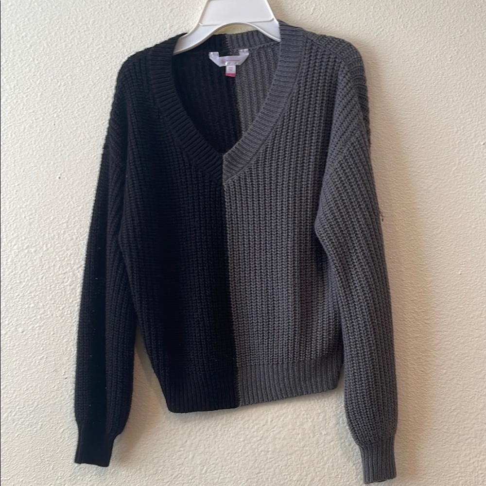 Black and Gray V-Neck Sweater